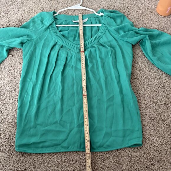 Diane Von Furstenberg Green Silk Chiffon Cahil Pintuck Blouse Career Fairy Large - Picture 10 of 11